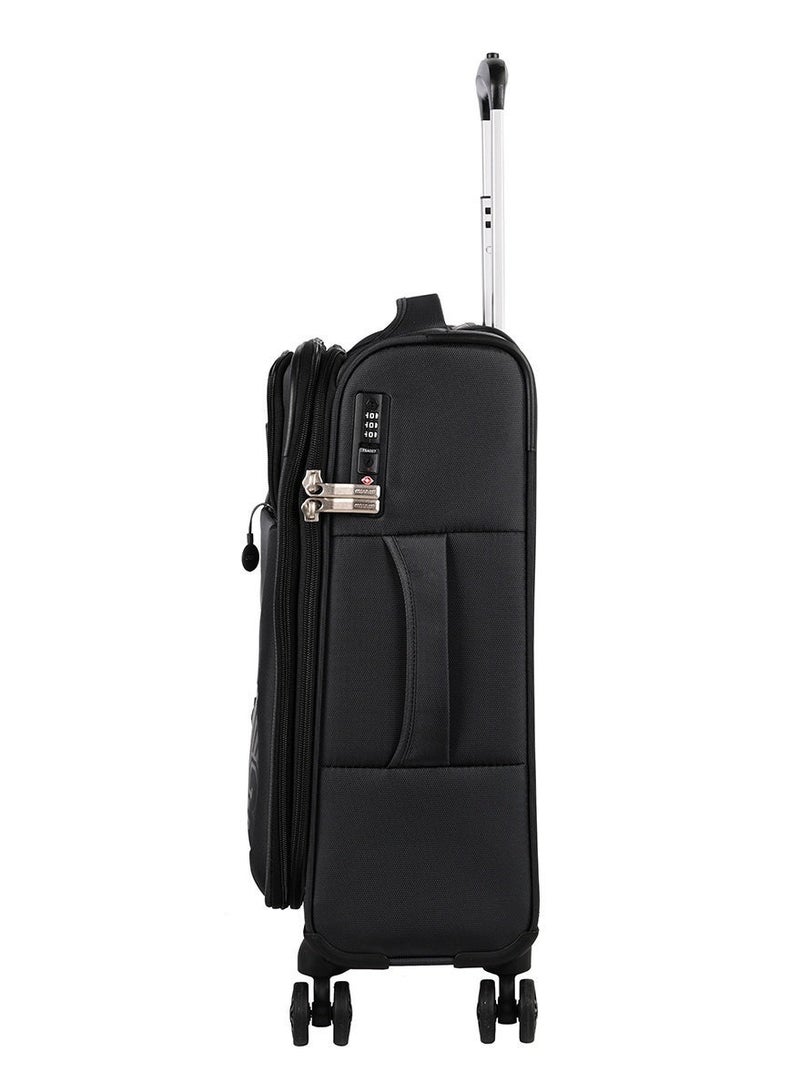 AMERICAN TOURISTER ماجوريس + حقيبة سفر، حجم كابينة 59 سم، 4 عجلات دوارة، قمة ناعمة، 100% بوليستر، أسود|حراس الزوايا|جيب أمامي متعدد|قفل تركيبي TSA|قابل للتوسيع|مقبض ألومنيوم قابل للسحب - ضمان دولي لمدة 3 سنوات - Image 2